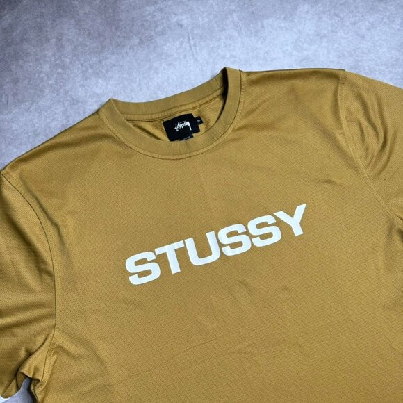 Gold Stussy Jersey T-Shirt - Picture 3 of 5
